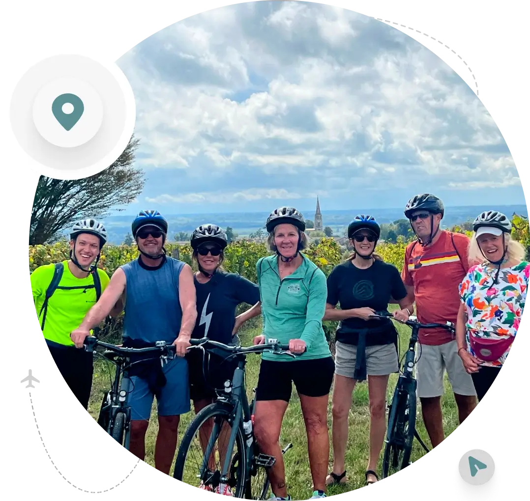 Group of cyclists posing outdoors